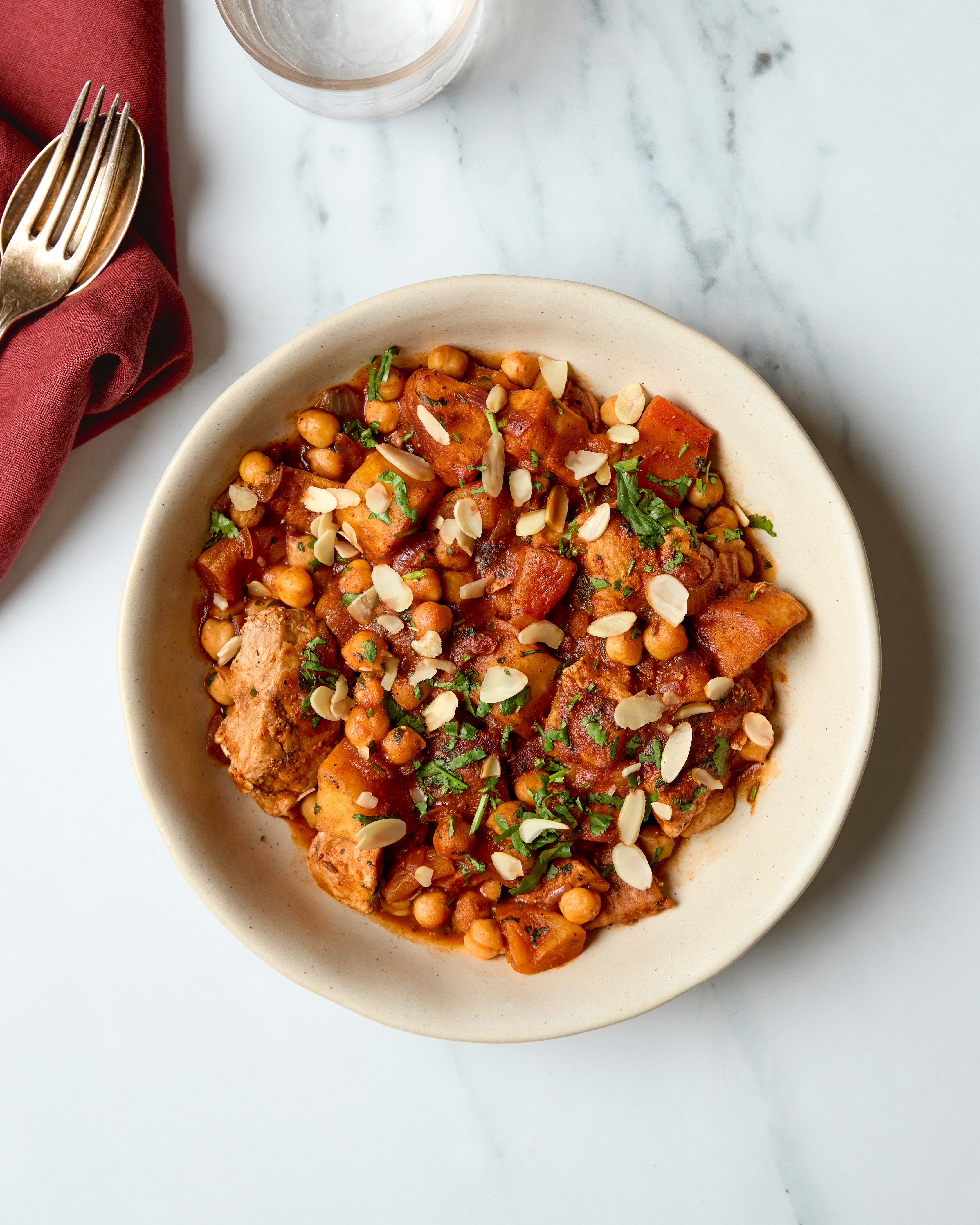 Turkey & Root Veg Tagine with Chickpeas, Toasted Almonds & Apricot