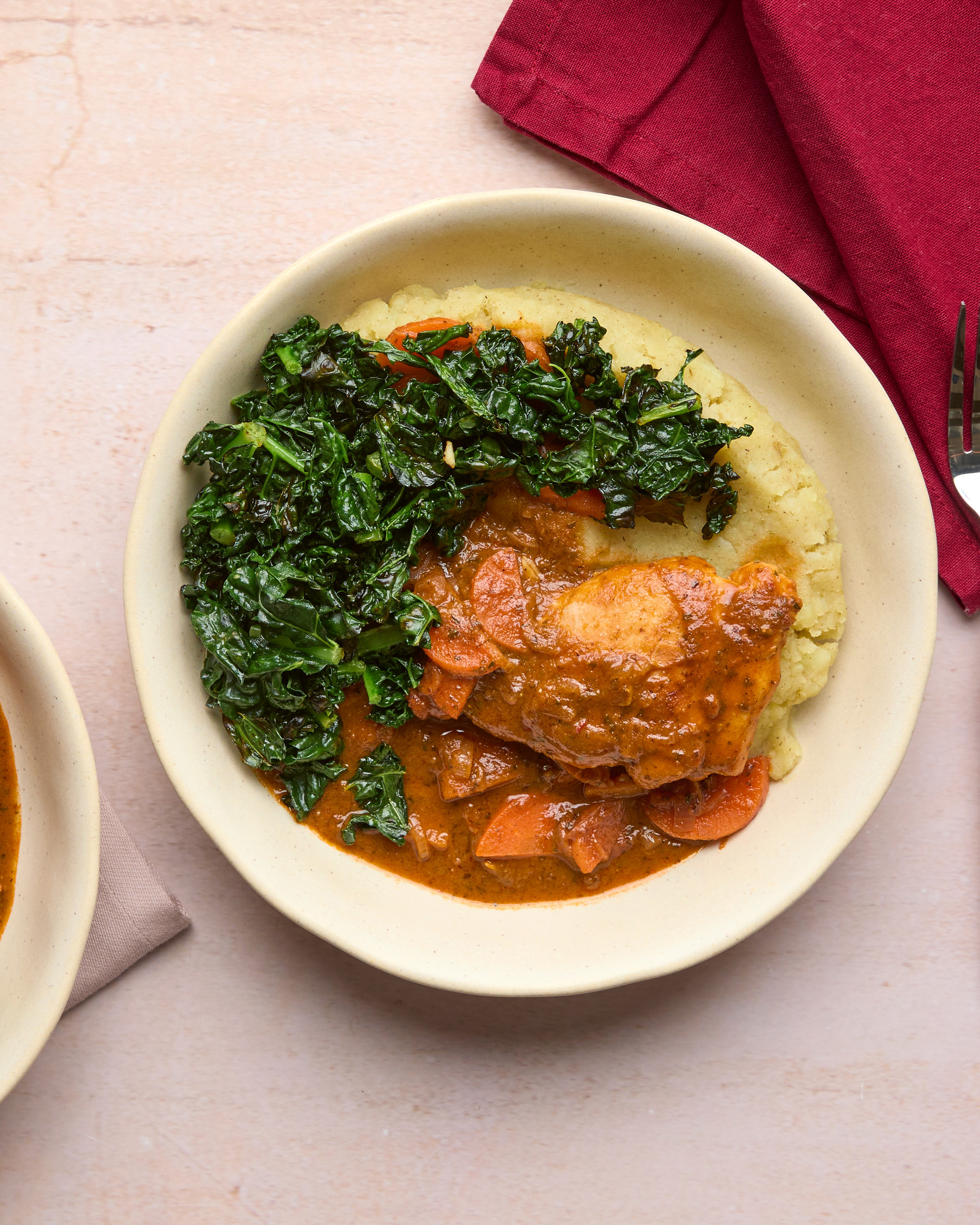 Red Pesto Chicken Stew with Herby Mash & Cavolo Nero
