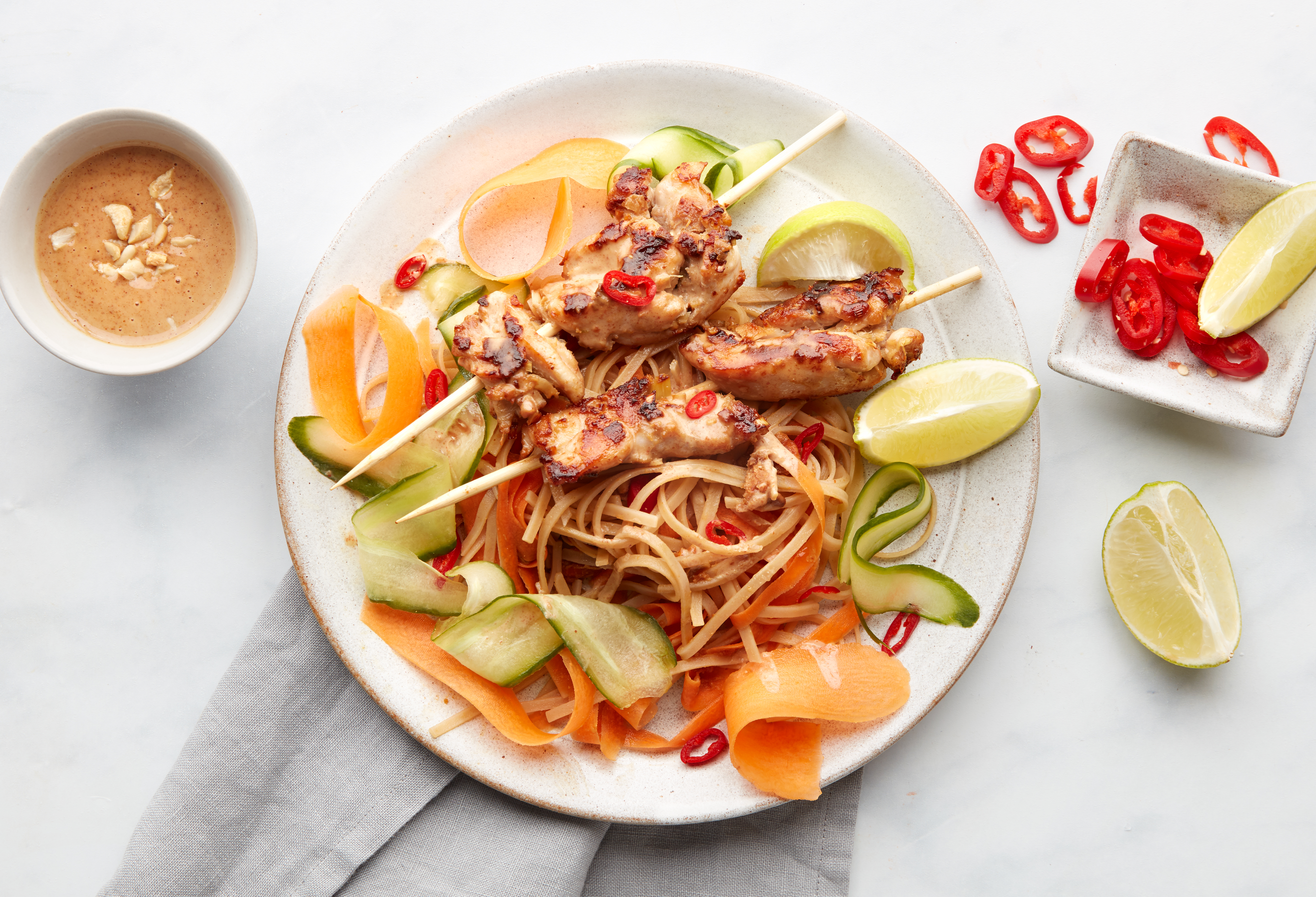 Indonesian-style Chicken Skewers with Satay Sauce