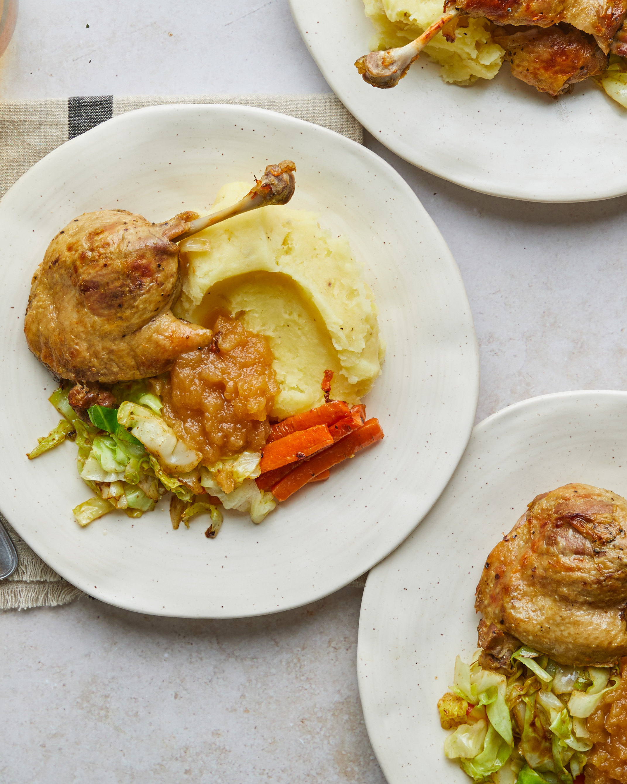 Roast British Duck Leg, Parsnip Mash & Apple Sauce