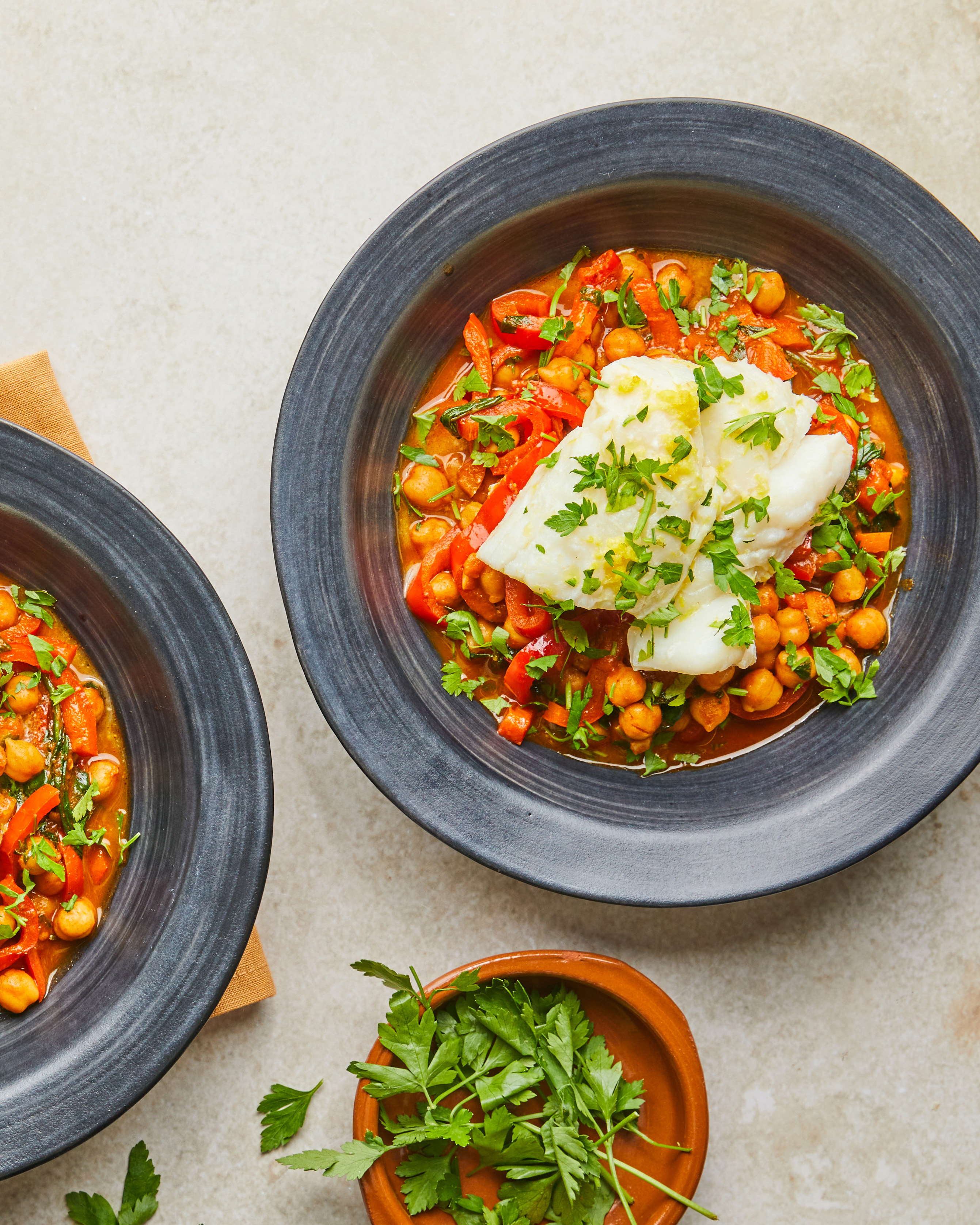 Spanish-style Cod with Pepper & Chickpea Stew