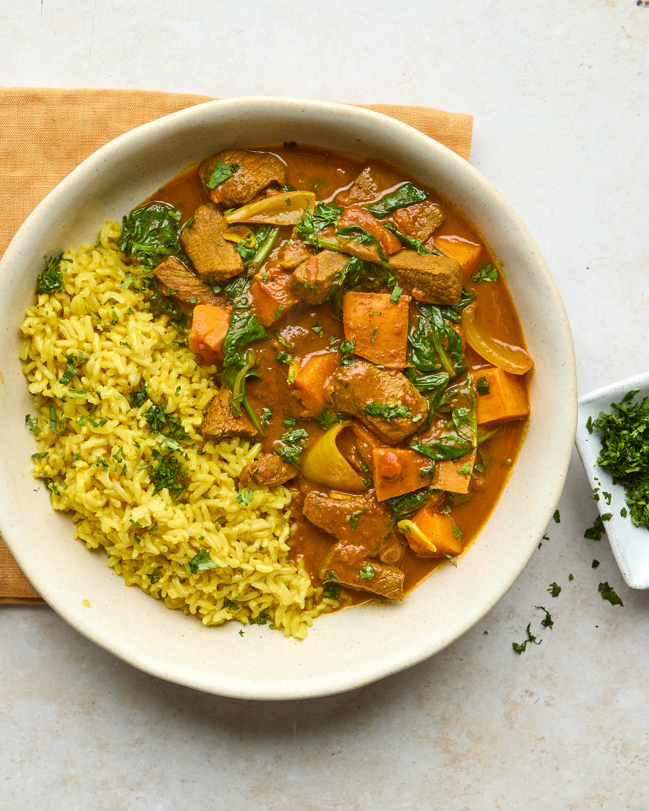Himalayan-style Venison Curry with Brown Basmati Rice & Sweet Potato