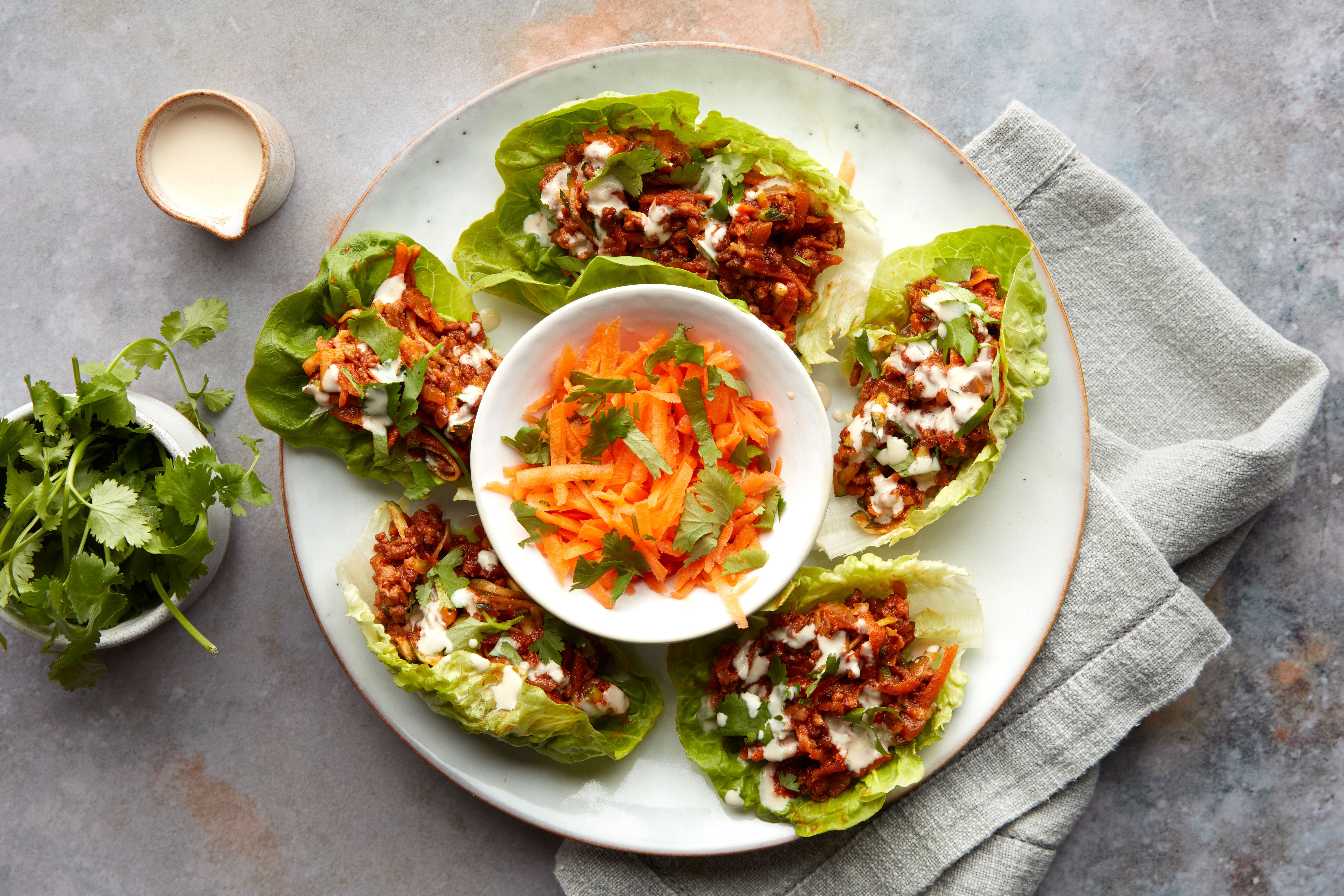 Middle Eastern Lamb Lettuce Cups & Tahini Drizzle