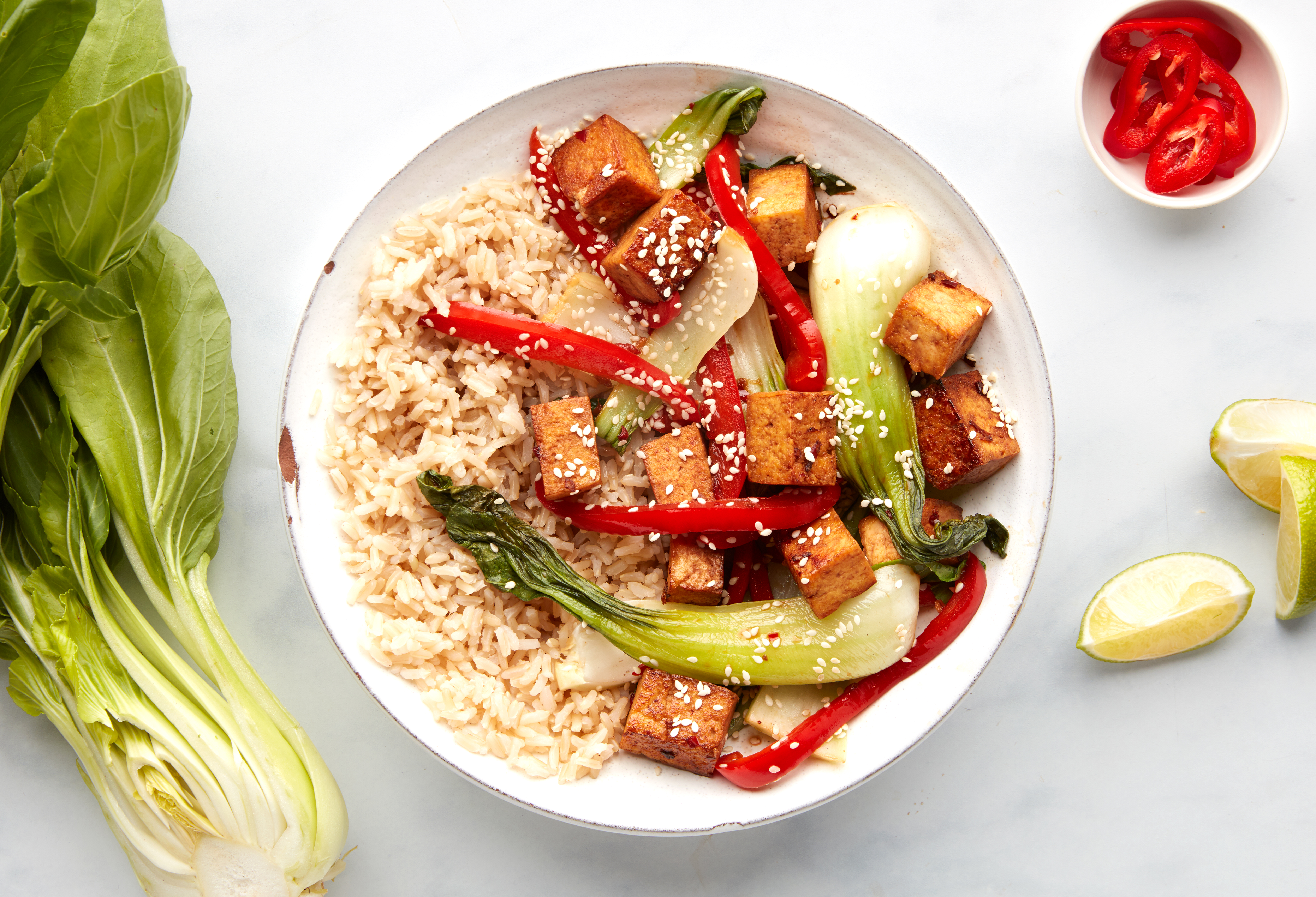 Sesame Tofu Stir-fry with Pak Choi