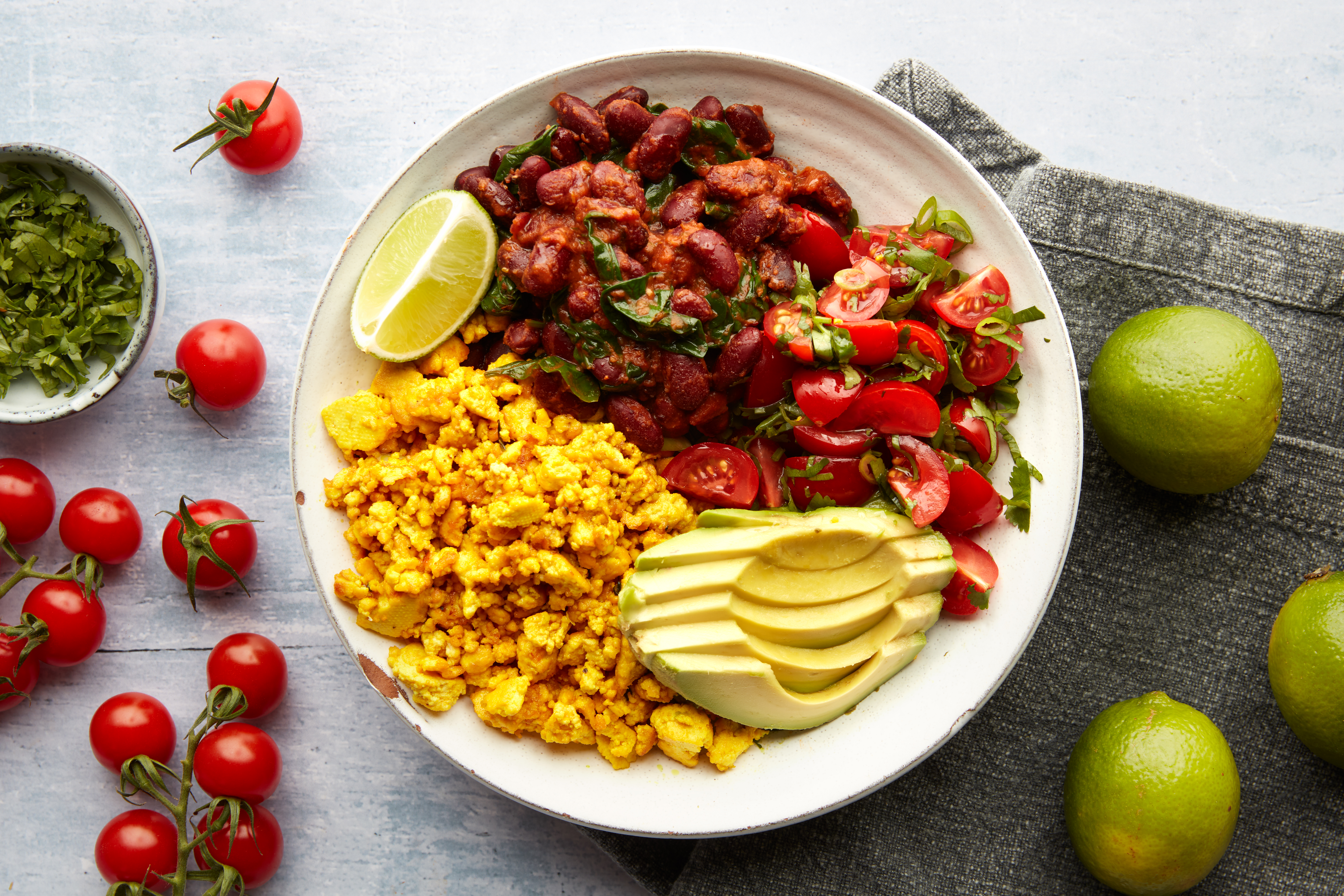 Mexican-style Beans with Scrambled Tofu & Avocado