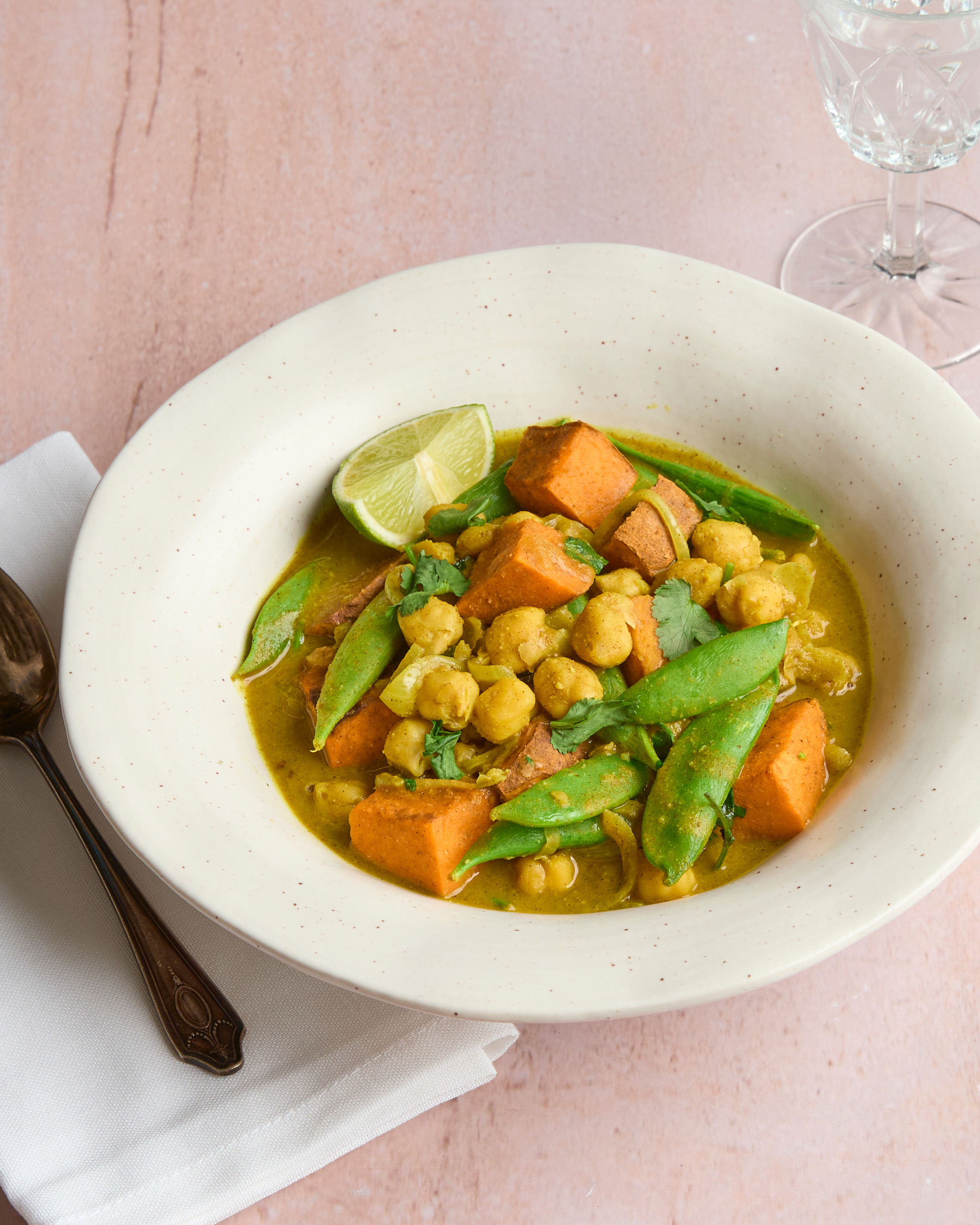 Chickpea Coconut Curry with Roast Sweet Potato & Peanut Butter