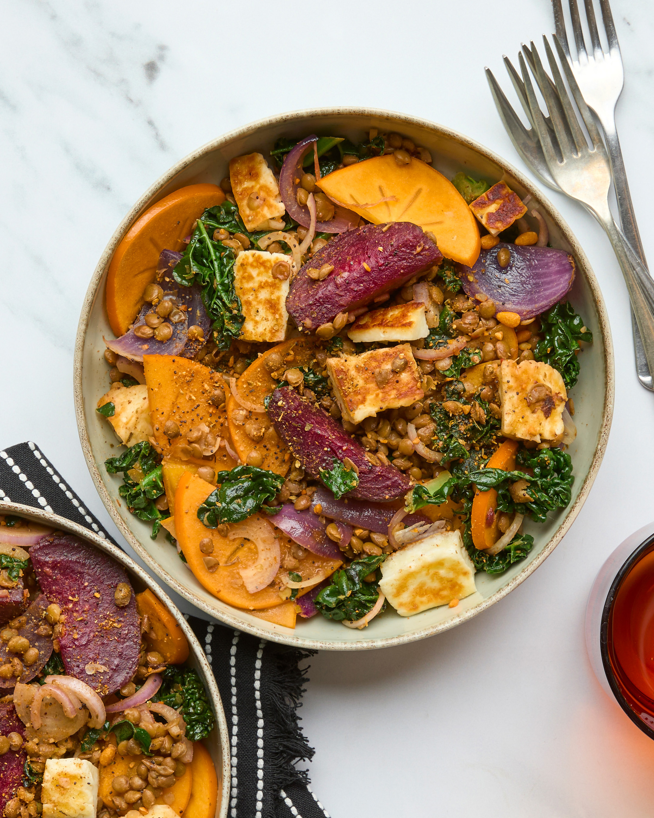 Halloumi & Orange Salad with Lentils, Cavolo Nero & Beetroot