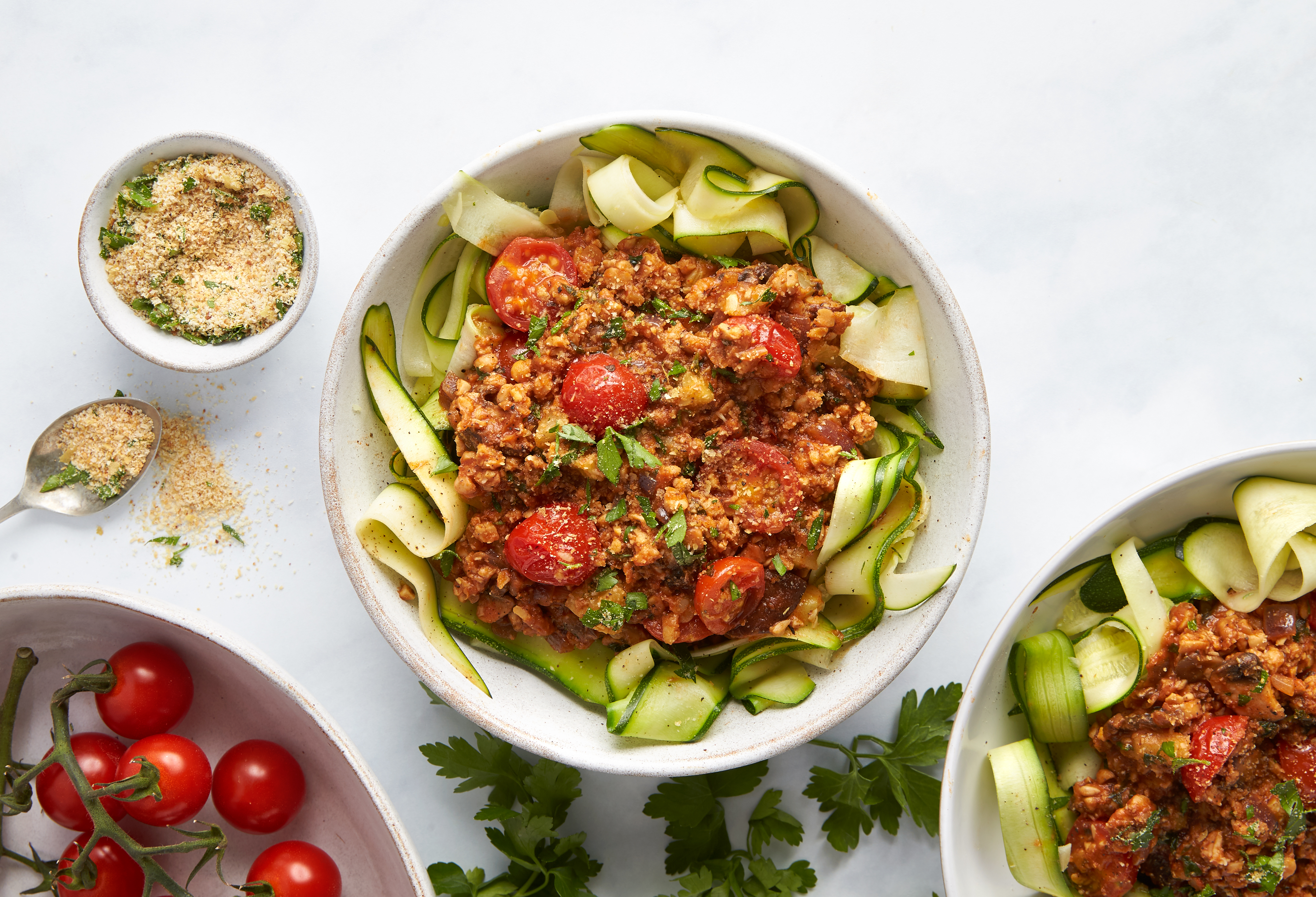 Smoky Tempeh Bolognese with Courgette Ribbons