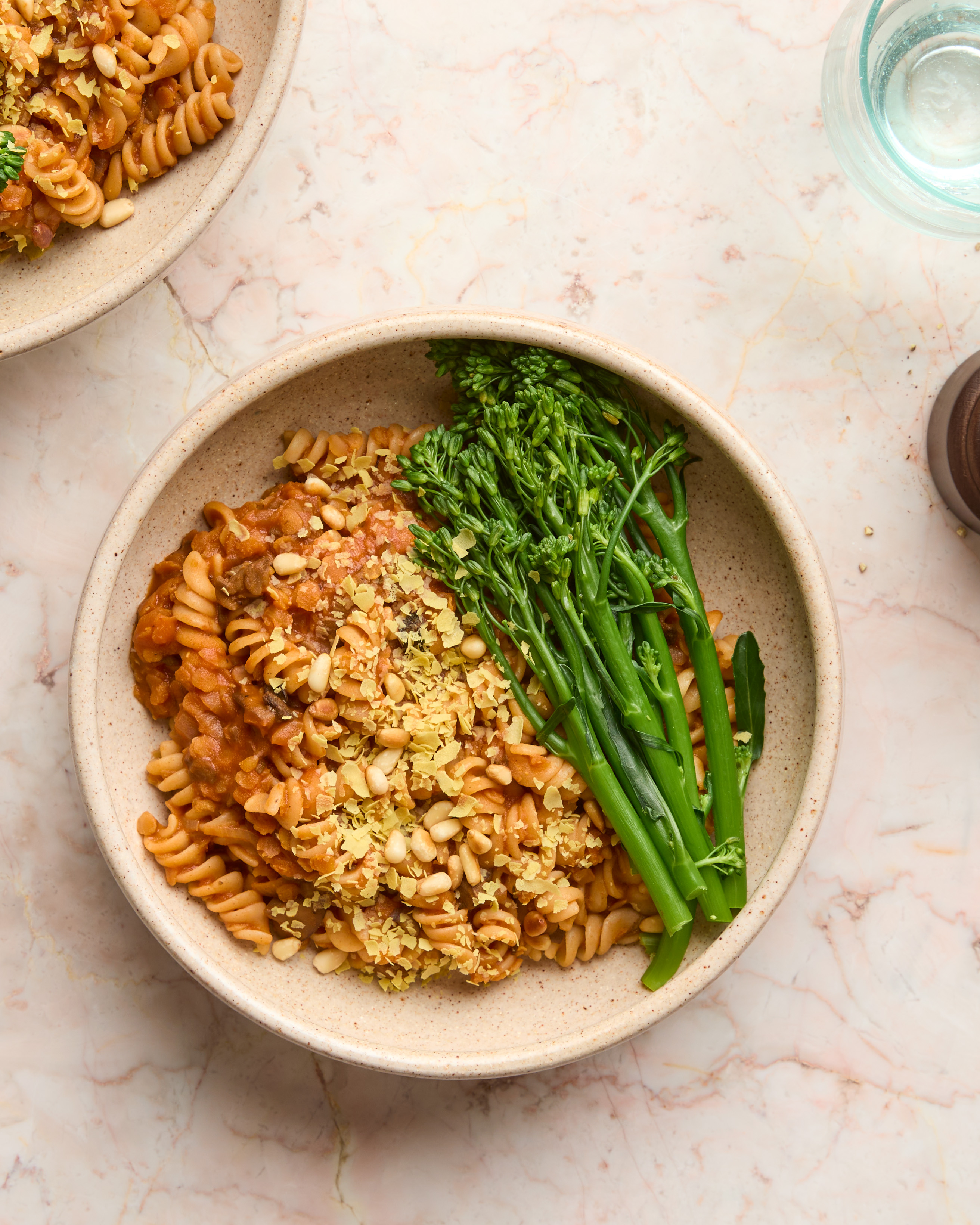 Porcini Mushroom Ragu with Wholewheat Tortiglioni, Tenderstem Broccoli & Toasted Pine Nuts