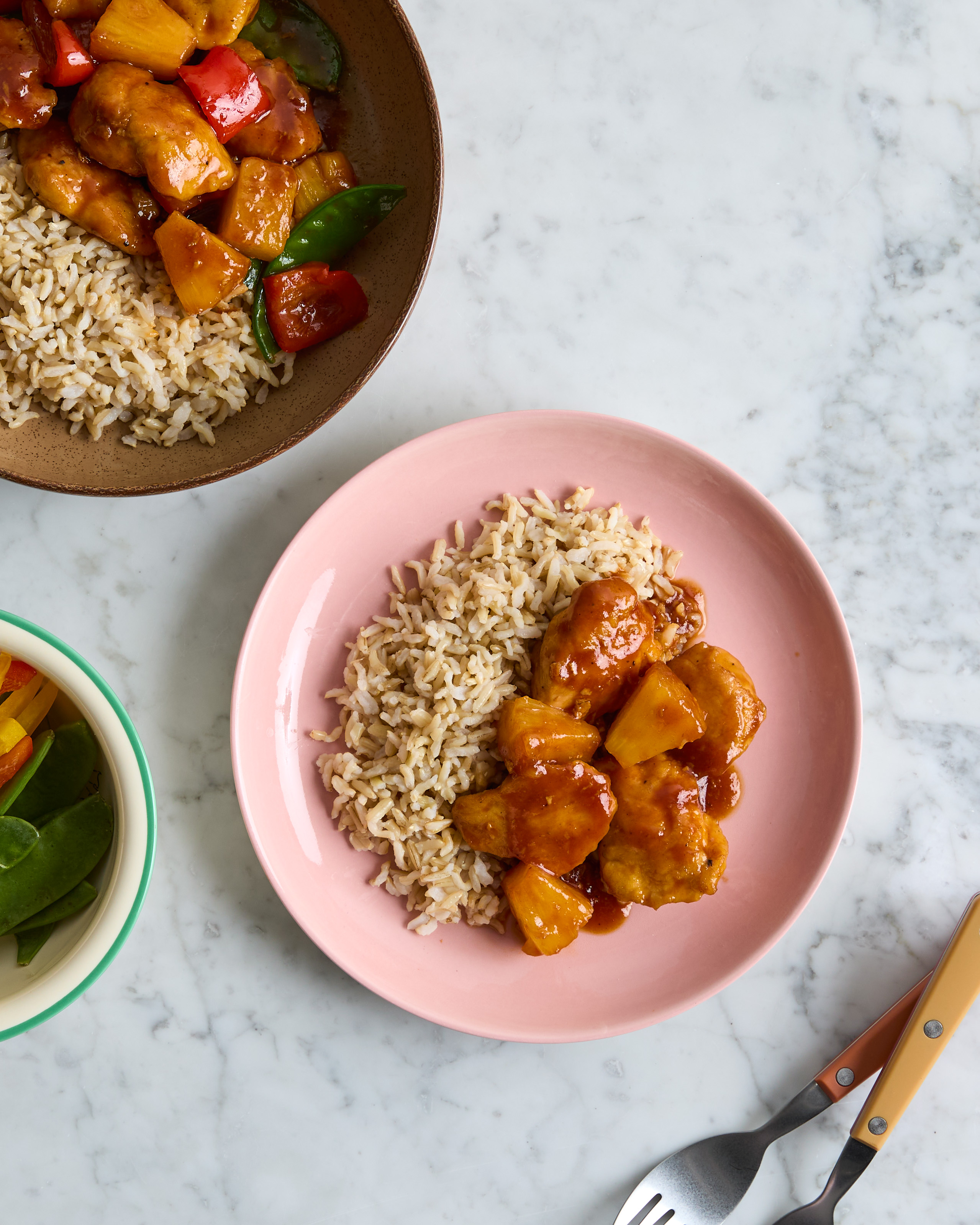 Sticky Sweet & Sour Pork with Brown Rice & Mixed Peppers