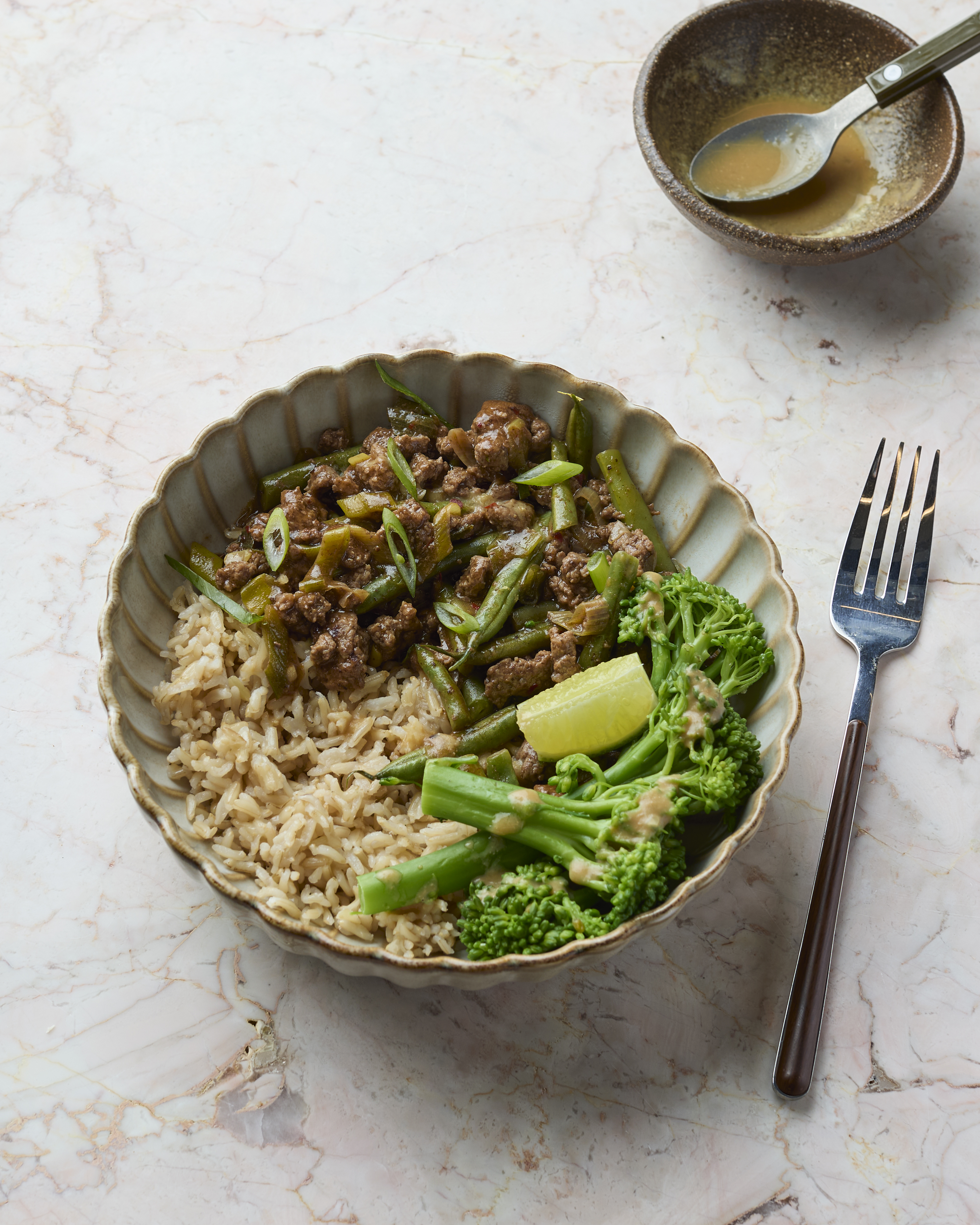 Black Bean Beef with Sticky Rice & Tenderstem Broccoli