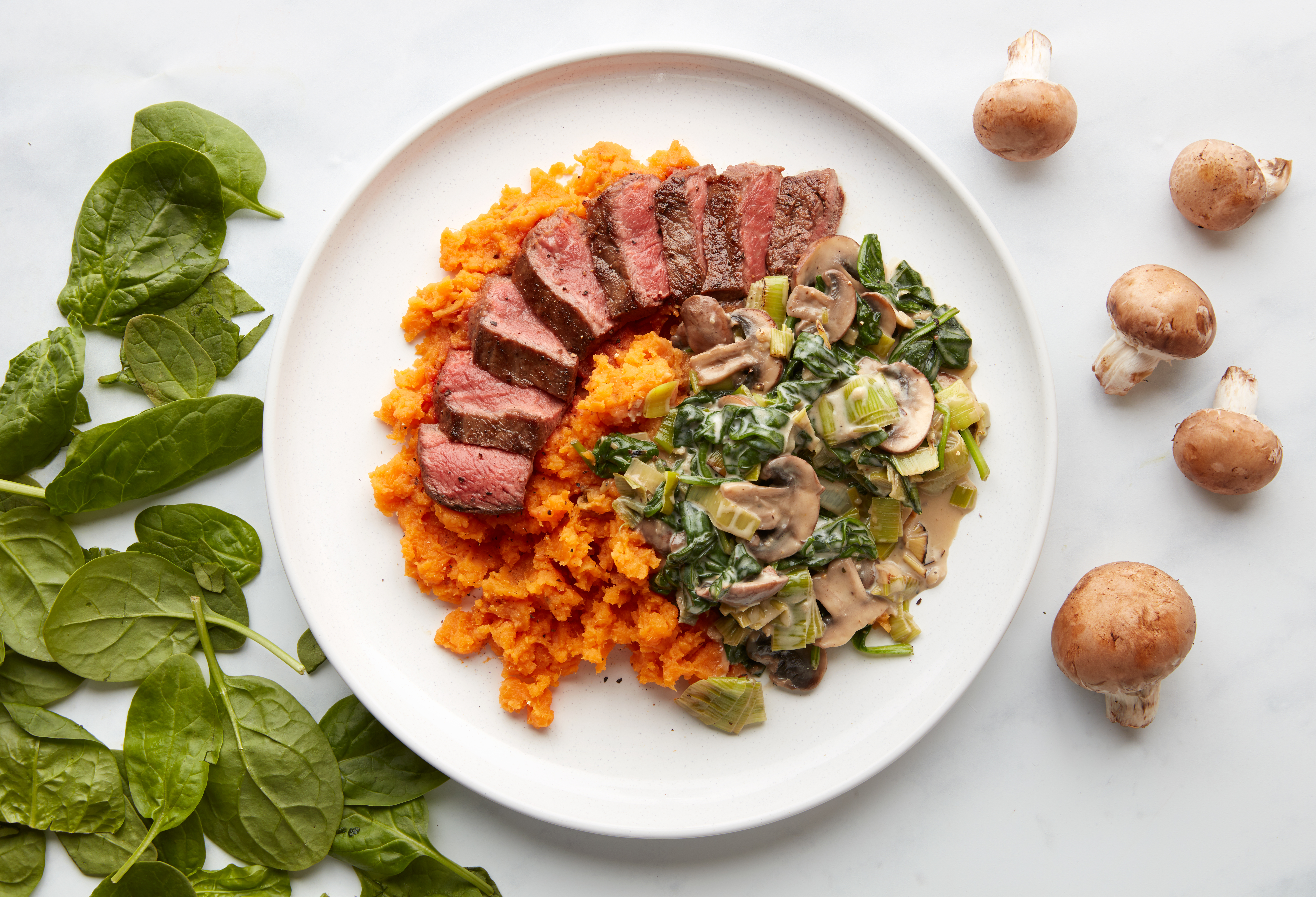 Rump Steak with Creamy Truffle Leek & Mushrooms