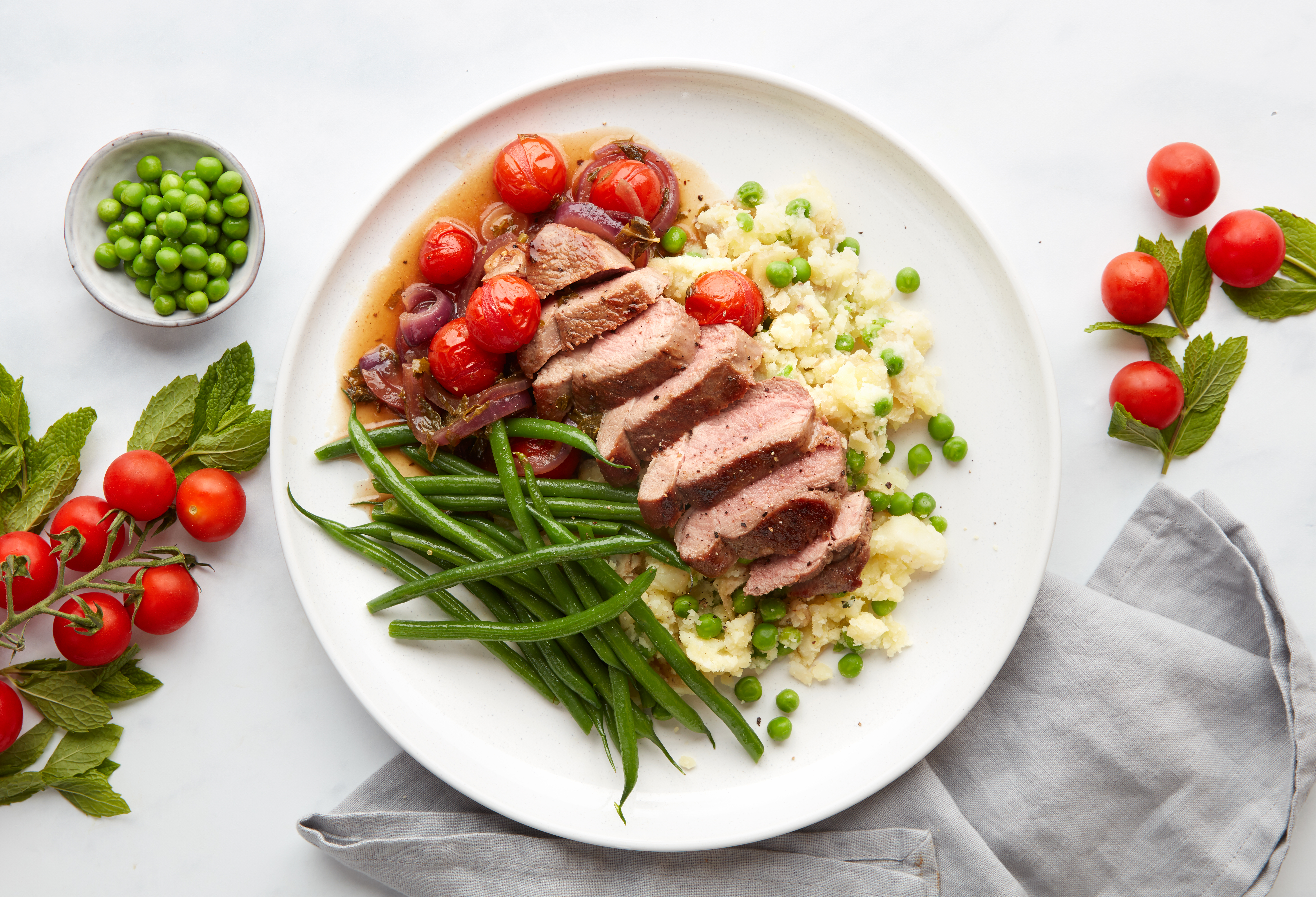 Juicy Lamb Steaks with Tomato & Mint Gravy