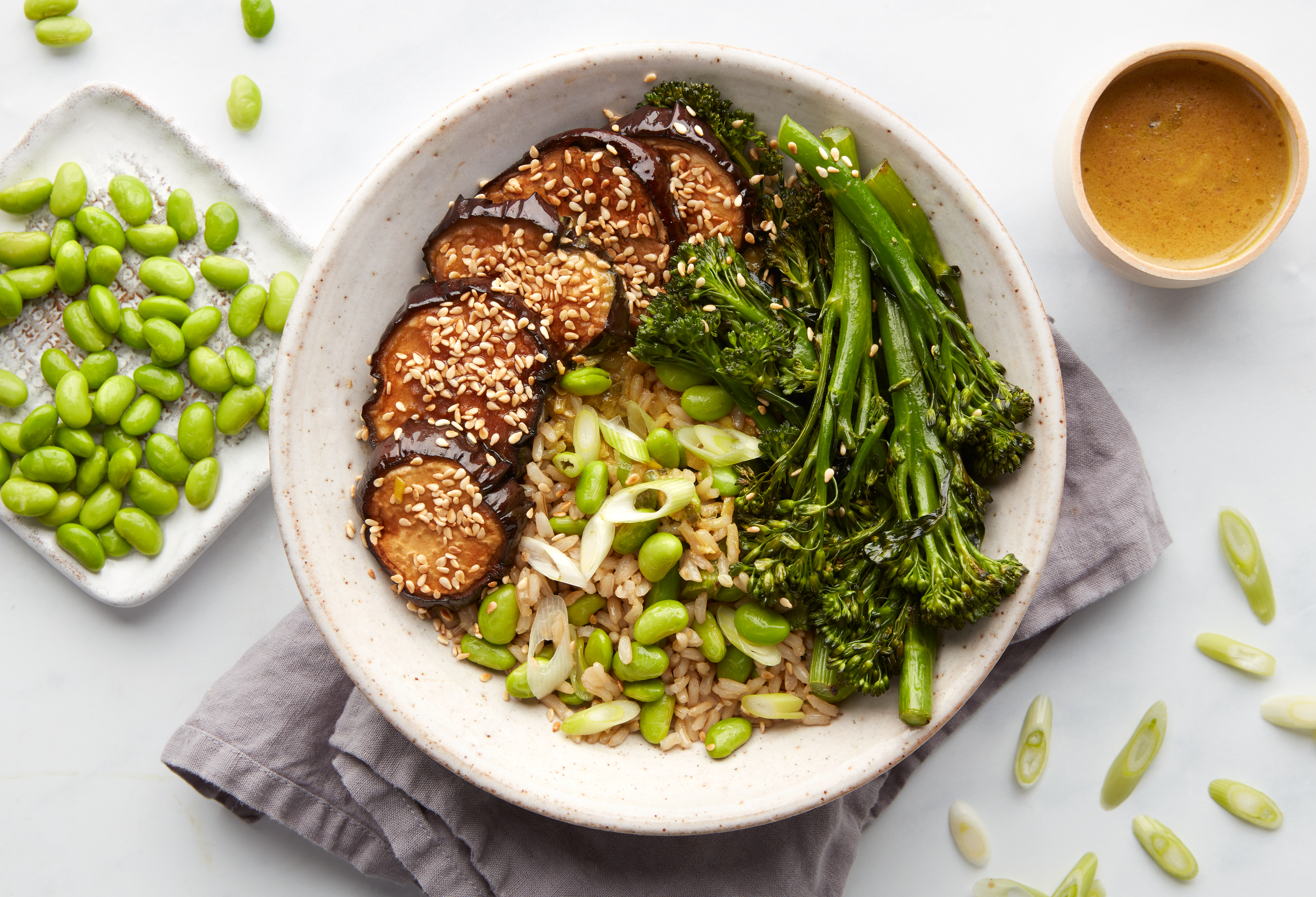 Aubergine Katsu Curry with Edamame & Rice